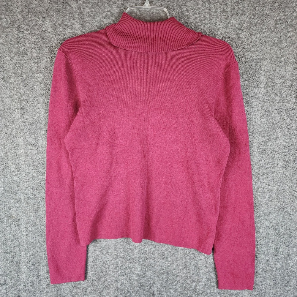 Express Sweater Womens Small Magenta Mock Neck Long Sleeve Ribbed Knit EUC